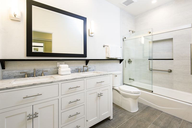 Sleek vanity with double sinks